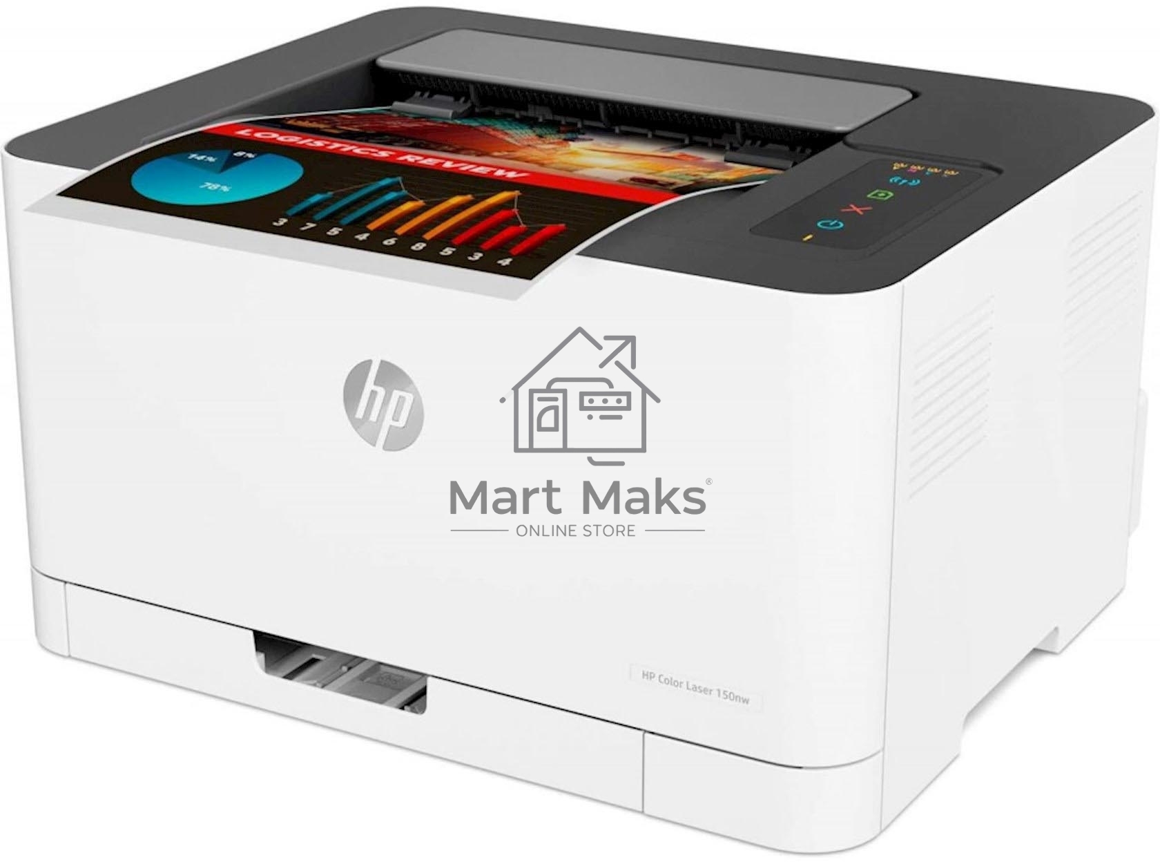 Принтер лазерный HP Color Laser 150nw (4ZB95A), A4, цветной, печ. до 18 стр/мин. (ч/б) до 4 стр/мин. (цвет), 600 x 600 dpi, USB, RJ-45, Wi-Fi, Air Print, Mopria