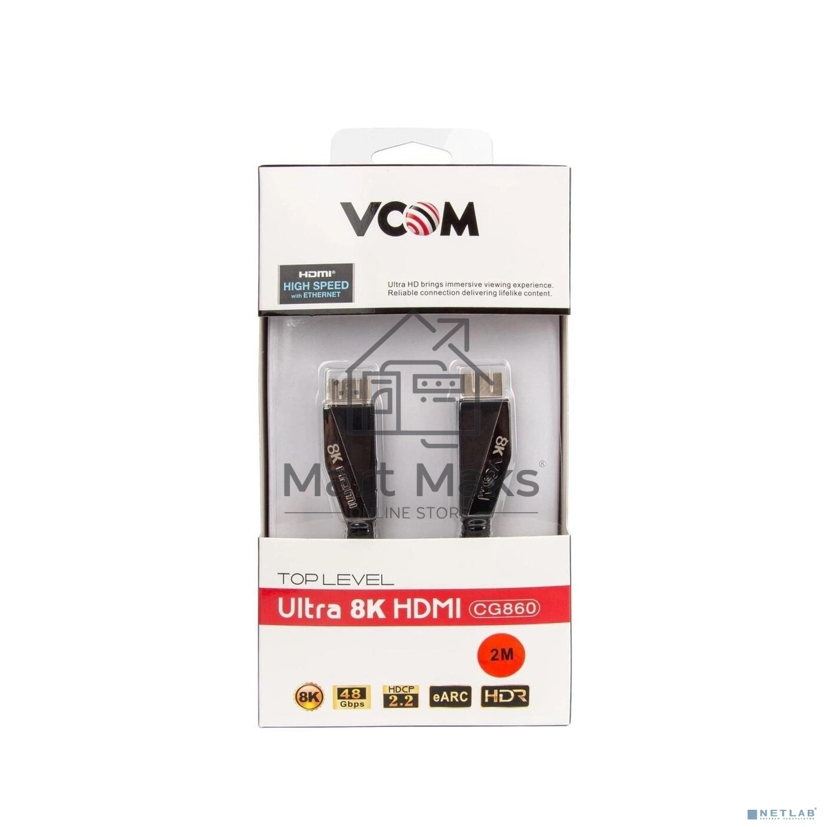 Кабель HDMI 19M/M,ver. 2.1, 8K@60 Hz 2m VCOM <CG860-2M>