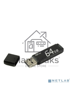Флешка USB Netac U351 (NT03U351N-064G-20BK), 64Gb, USB 2.0, R/W 25/10, черный