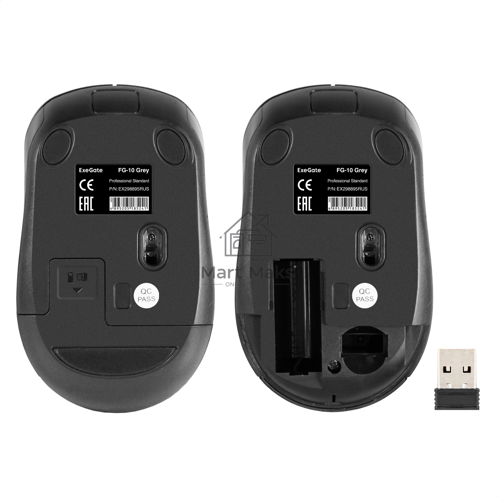 Мышь беспроводная ExeGate Professional Standard FG-10 черный, 1200 dpi, радиоканал, USB, кнопки - 4