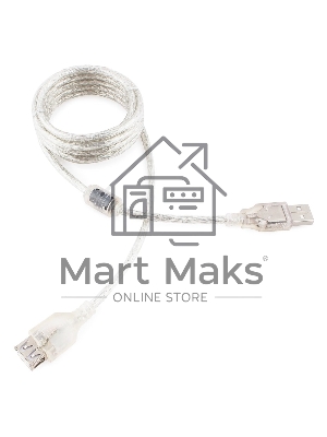 Кабель-удлинитель USB2.0 Pro Cablexpert CCF-USB2-AMAF-TR-2M, AM/AF, 2м, экран, 2феррит.кольца, прозрачный, пакет