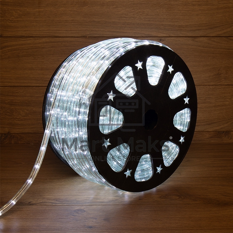 Дюралайт LED, свечение с динамикой (3W) - белый Эконом 24 LED/м, бухта 100м