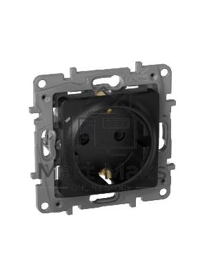 Розетка 2К+З, немецкий стандарт, винтовые зажимы, 16А, 250В~, Etika, антрацит Розетка 2К+З, немецкий стандарт, винтовые зажимы, 16А, 250В~, Etika, антрацит