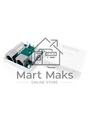 Розетка компьютерная Hyperline, 2x RJ45, кат. 6, экр., 26х62,3 мм (ВхШ), белый, (SB1-2-8P8C-C6-SH-WH)