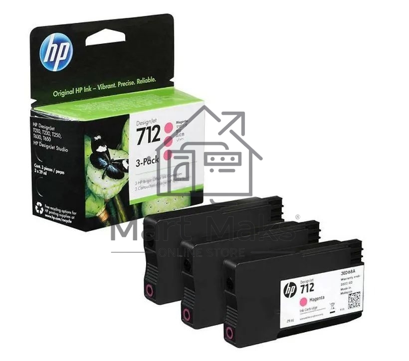 Картридж струйный HP 712 3ED78A пурпурный x3упак. (29мл) для HP DJ Т230/630