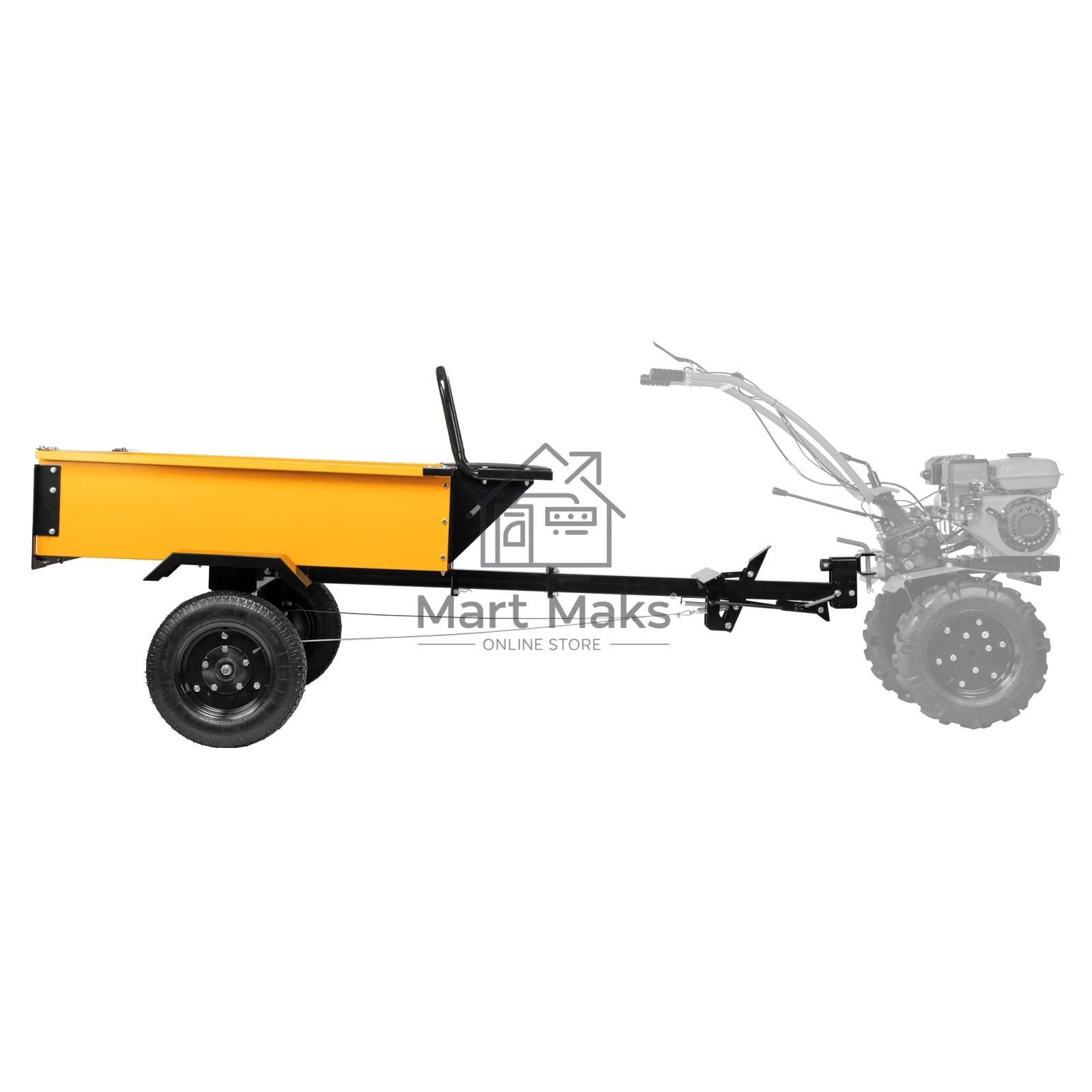 Прицеп для мотоблока TT-500, оцинк., груз. 500 кг, рег. сцепка, колеса 4.00-10, в упаковке Denzel
