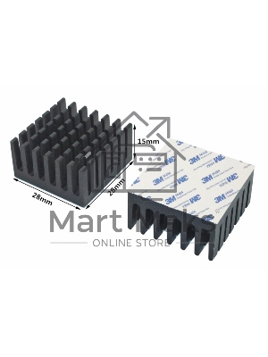 Аллюминиевый радиатор 3M 9448A 28х28х15 мм с термоскотчем