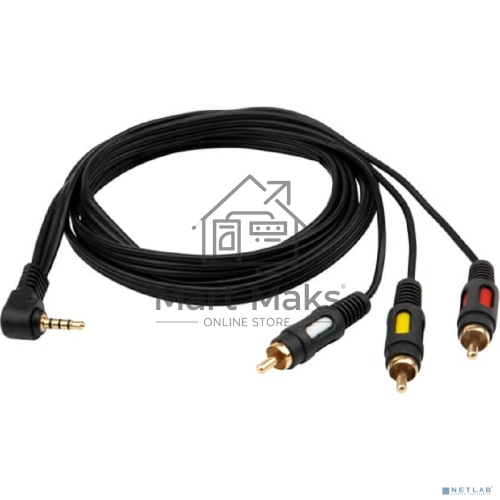 Шнур Стерео 3,5 мм 4C - 3 RCA, длина 1,5 мeтра (GOLD) Rexant