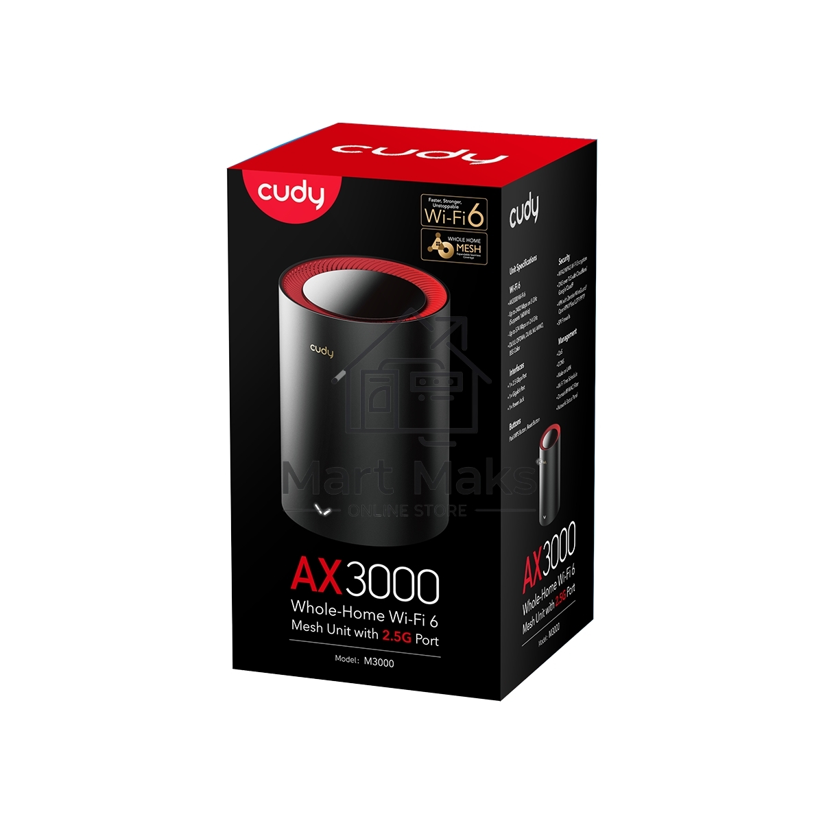 Бесшовный Mesh роутер Cudy M3000(1-PACK) AX3000 10/100/1000/2500BASE-T, белый
