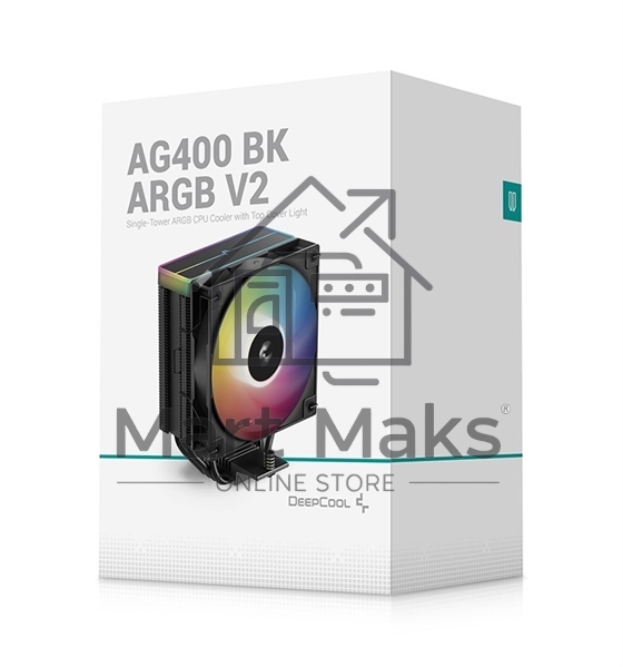 Кулер для процессора DEEPCOOL AG400 BK ARGB V2 черный 120мм алюминий+медь 2100rpm 31.6db 4-pin 220W 154мм