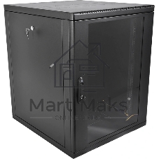 Шкаф телекоммуникационный настенный разборный ЦМО 12U (600 x 520) съемные стенки, дверь стекло, черный (ШРН-М-12.500-9005)
