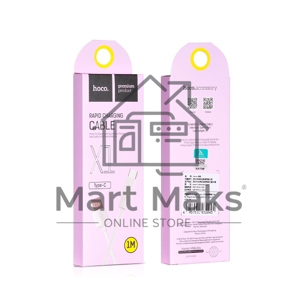 Кабель USB 2.0 hoco X1, АM/Type-C M, белый, 1м