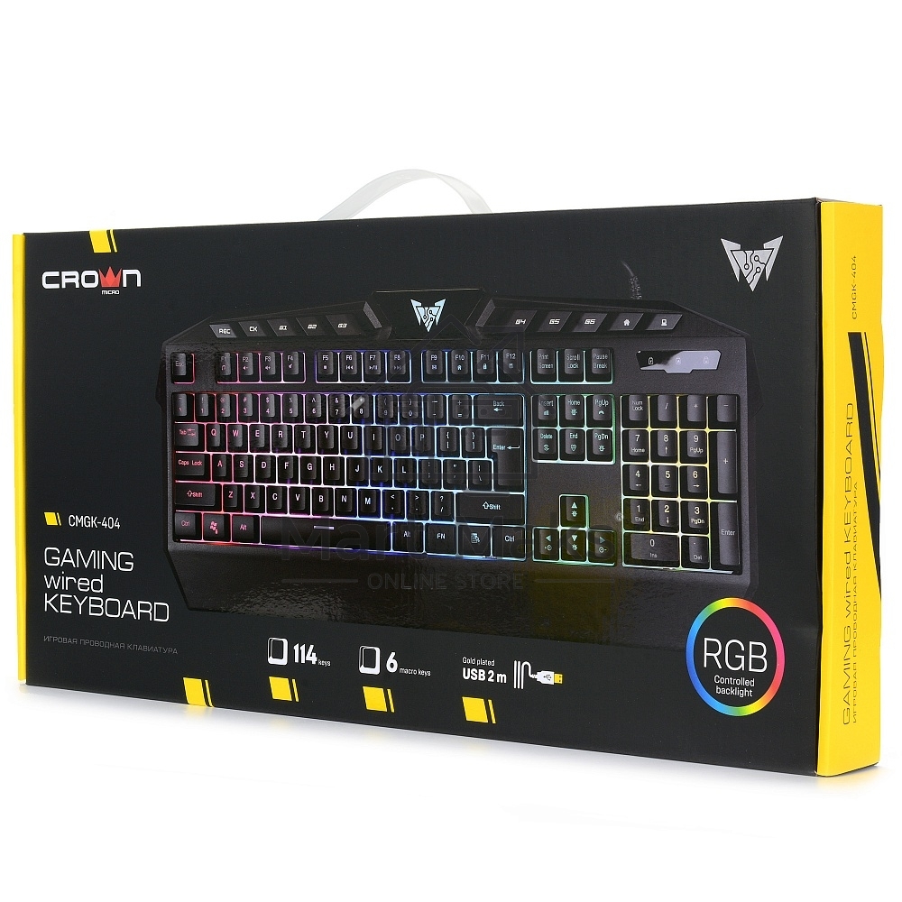 Клавиатура CROWN CMGK-404 проводная, USB, черный