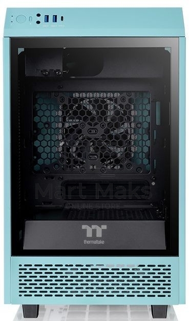 Компьютерный корпус Thermaltake The Tower 100 Turquoise черный без БП miniITX 1x120mm 3x140mm 2xUSB3.0 audio bott PSU