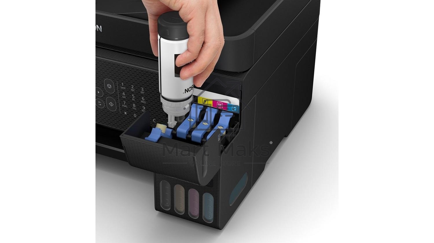 МФУ струйный Epson L5290 (C11CJ65512/C11CJ65508/C11CJ65407), A4, цветное, печ. до 33 стр/мин. (ч/б) до 15 стр/мин. (цвет), скан. до 12 стр/мин. (ч/б) 29 стр/мин. (цвет), 1440 x 5760 dpi (печать) 1200x2400dpi (скан.), USB, RJ-45, Wi-Fi
