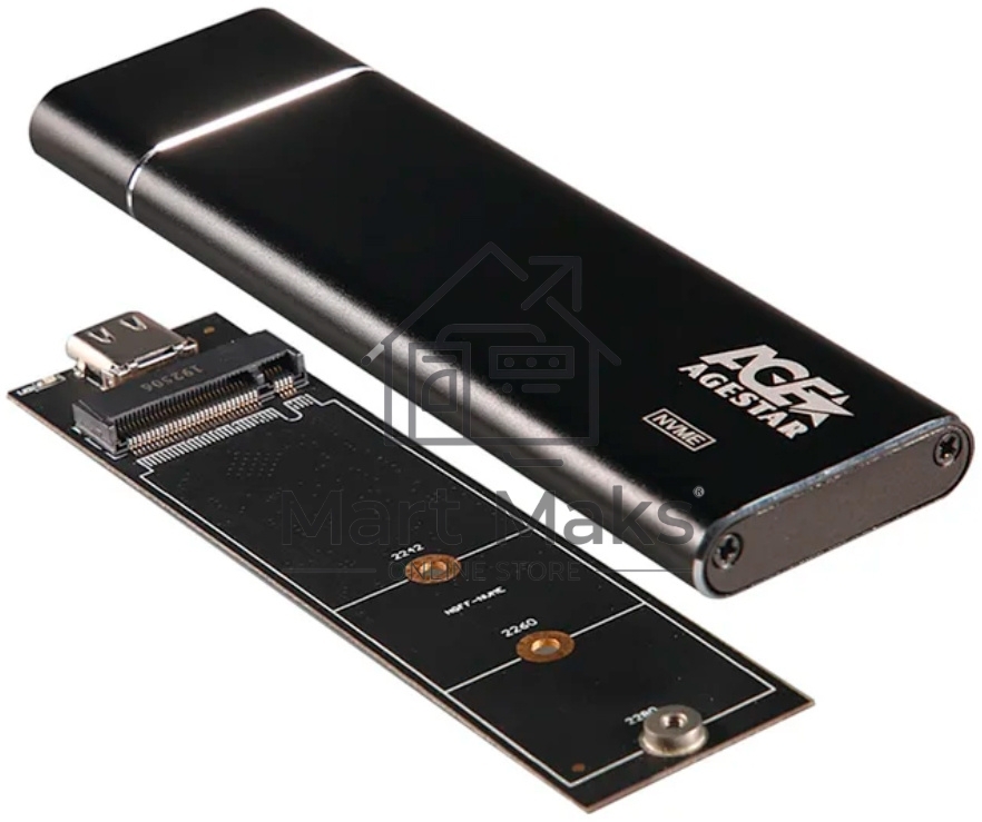 Внешний корпус AgeStar USB 3.1 Type-C M.2 NVME (M-key)  AgeStar 31UBNV5C черный, алюминий, черный