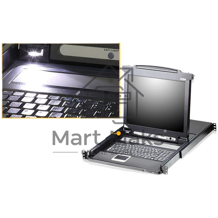 Переключатель-KVM 8-портовый IP  с ЖК-дисплеем Slideaway/ATEN SINGLE RAIL 8P PS/2-USB LCDKVMP 17INCH WIH IP