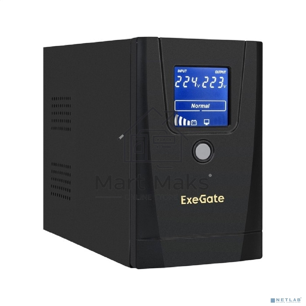 Источник бесперебойного питания ExeGate SpecialPro Smart LLB-900.LCD.AVR.1SH.2C13.RJ.USB <900VA/500W, LCD, AVR, 1*Schuko+2*C13, RJ45/11,USB, металлический корпус, Black>