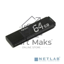Флешка USB R/W R/W Netac U351 64Gb <NT03U351N-064G-20BK>, USB2.0, с колпачком, металлическая чёрная
