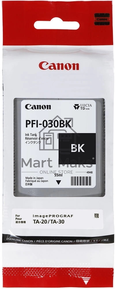 Картридж струйный Canon Pigment Ink PFI-030 черный (55 мл) для Canon imagePROGRAF TA-20, TA-30, TM-240, TM-340