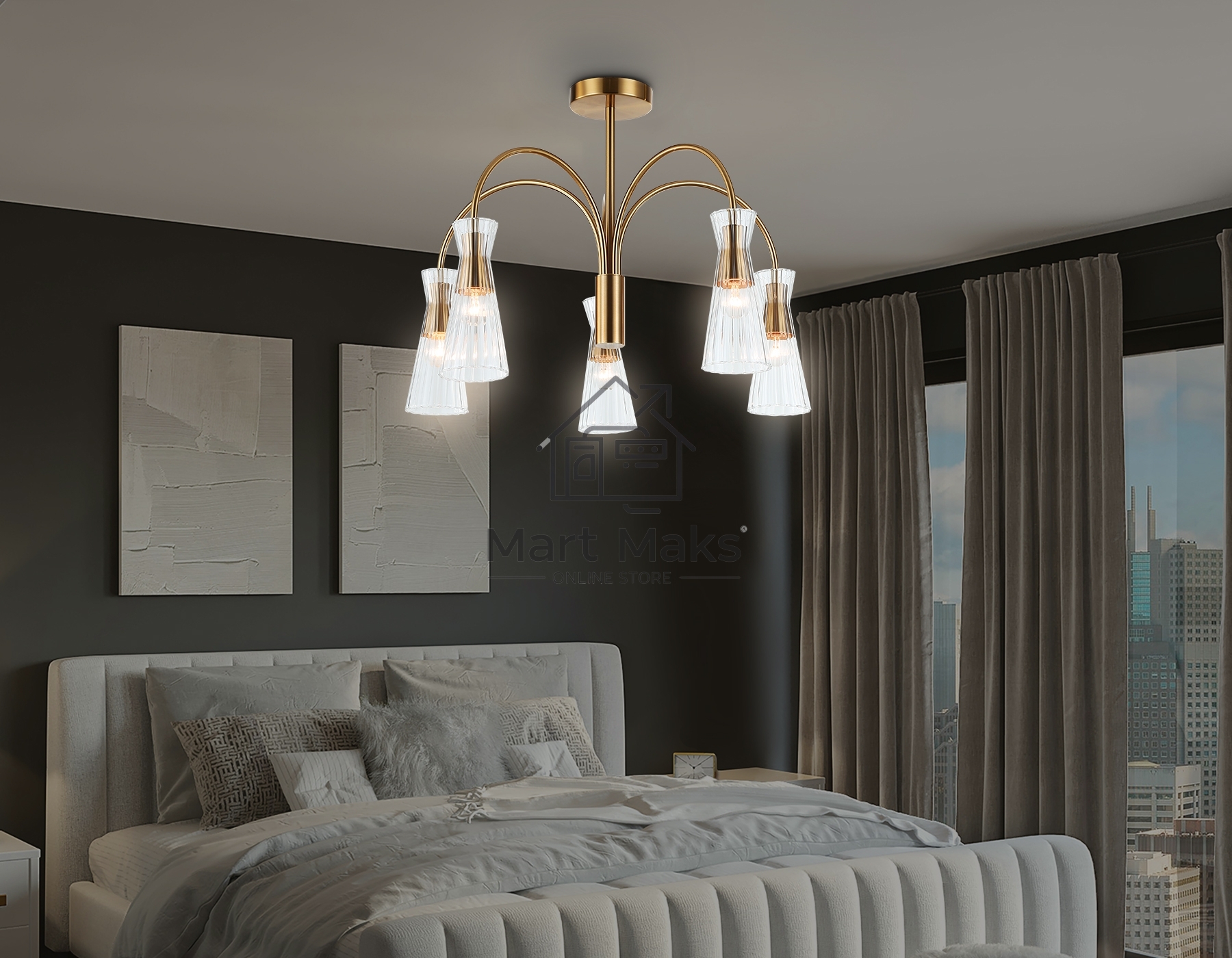 Люстра Ambrella light LH55701/5 BS/CL латунь/прозрачный E14*5 max 40W D600*440