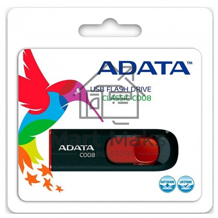 Флешка USB R/W ADATA R/W 16Gb C008 AC008-16G-RKD USB2.0 красный
