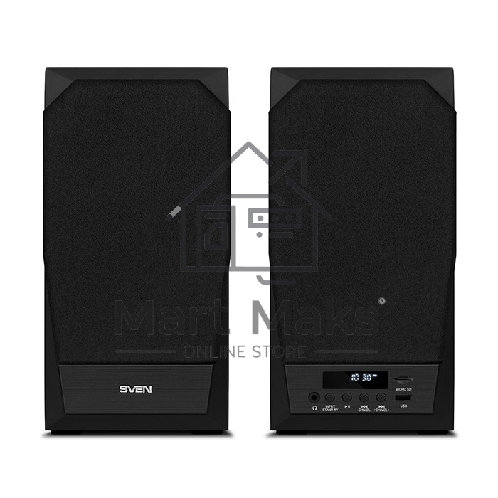 Акустическая система 2.0 SVEN MC-20, черный, мощность 2x45Вт (RMS), FM-тюнер, USB/microSD, дисплей, пульт ДУ, Bluetooth, Optical SVEN MC-20, черный, акустическая система 2.0, мощность 2x45Вт (RMS), FM-тюнер, USB/microSD, дисплей, пульт ДУ, Bluetooth, Opti