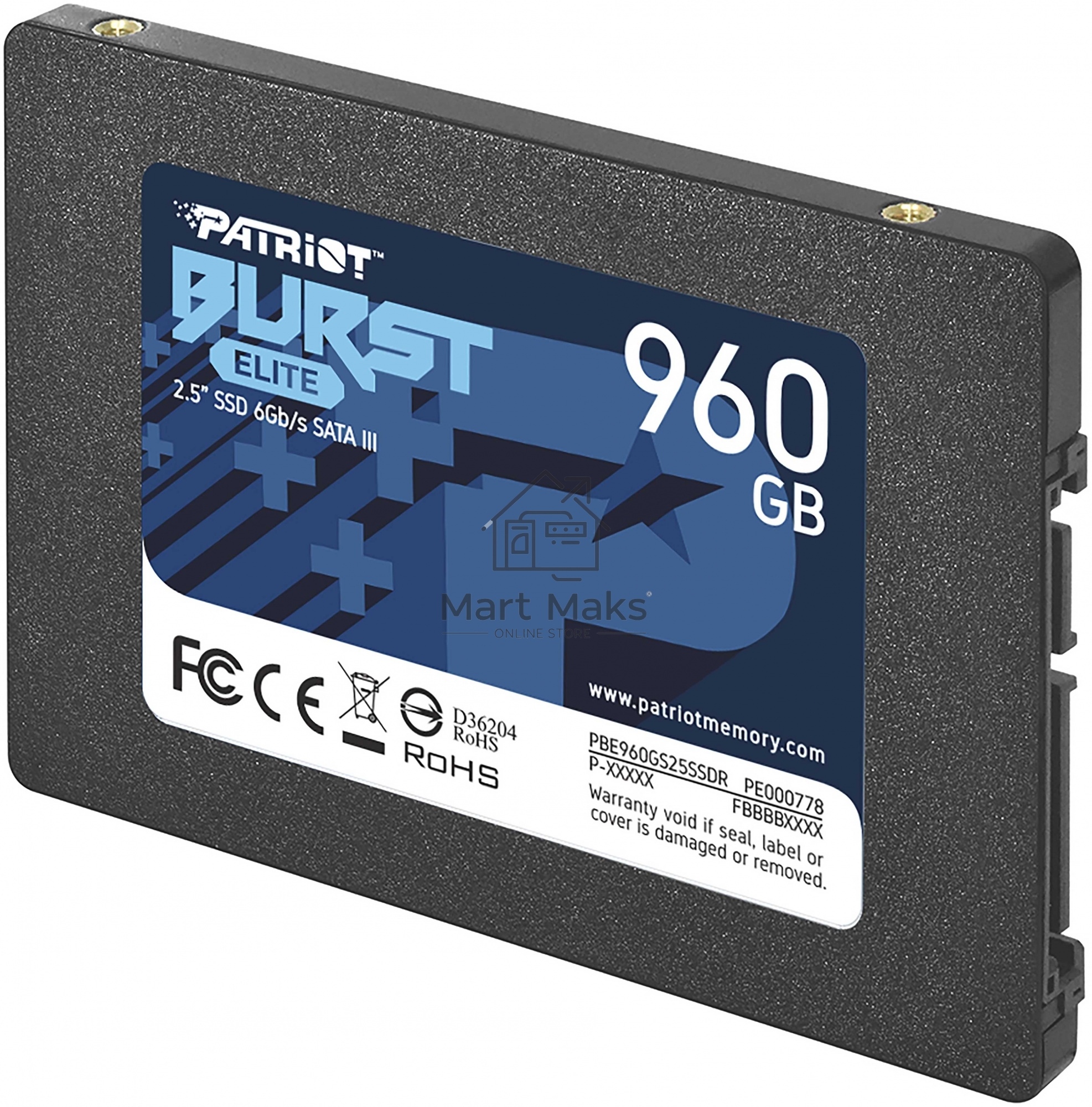 Накопитель SSD Patriot Burst Elite, 960GB, SATA, 2.5