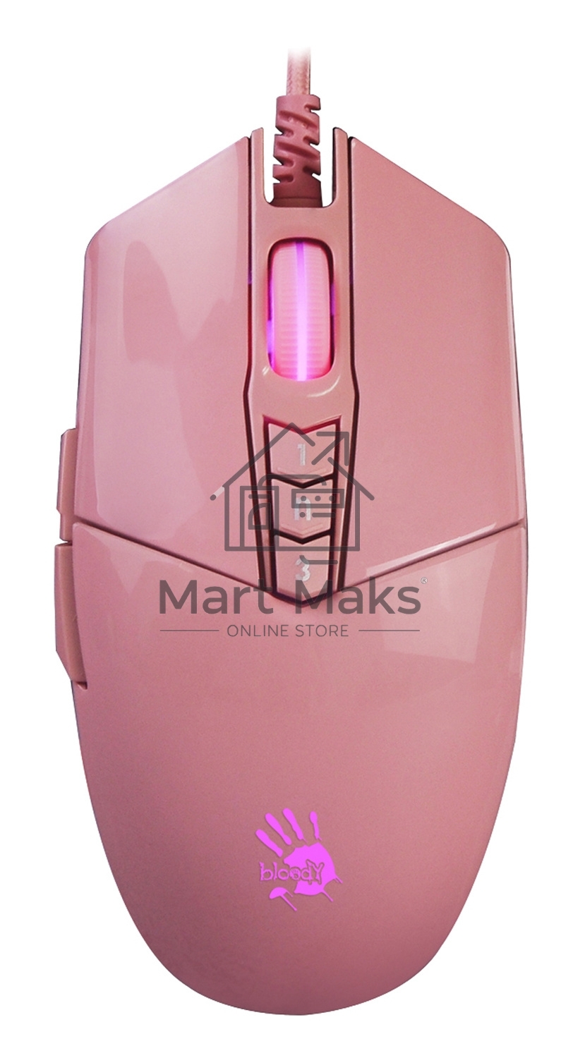 Мышь проводная A4Tech Bloody P91s розовый, 8000 dpi, USB, кнопки - 8