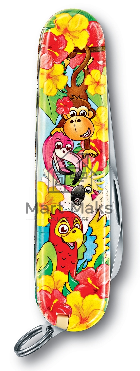 Нож перочинный Victorinox My First Victorinox Parrot Edition (0.2373.E3) 84мм 9функций красный/рисунок карт.коробка
