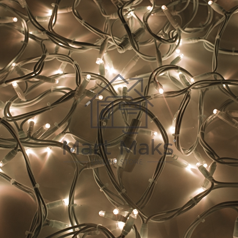 Гирлянда модульная «Дюраплей LED» 20 м, 200 LED, белый каучук, свечение теплое белое