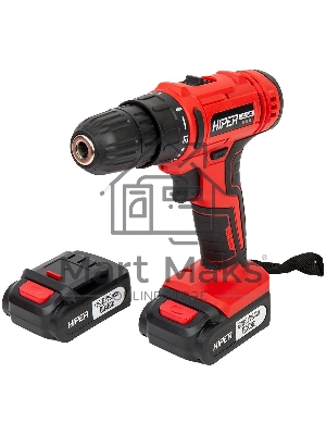 Дрель акк HIPER  12В, 30Нм, 2Ач,  0-350/0-1350 об/мин, 2 акк, Li-ion, БЗП 10мм, кейс