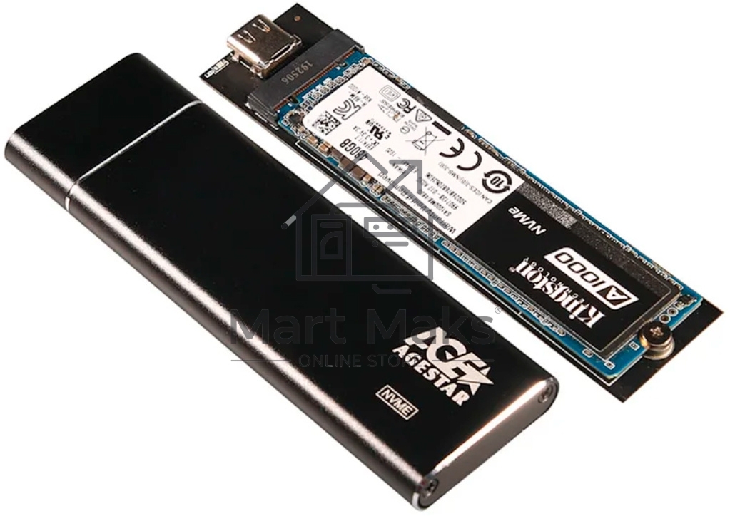 Внешний корпус AgeStar USB 3.1 Type-C M.2 NVME (M-key)  AgeStar 31UBNV5C черный, алюминий, черный