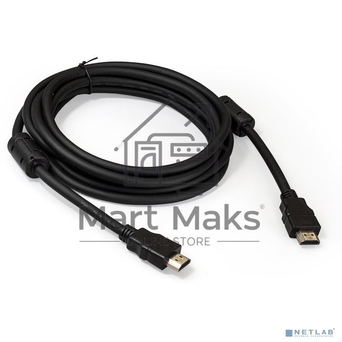 Кабель HDMI Exegate EX287724RUS EX-CC-HDMI2-3.0F (19M/19M, v2.0, 3м, 4K UHD, Ethernet, ферритовые кольца, позолоченные контакты)