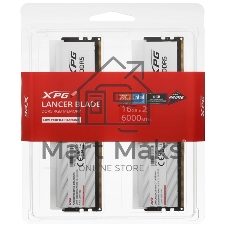Оперативная память XPG Lancer Blade RGB, DDR5, 32GB (2x16 GB), 6000 MHz, CL36, радиатор, RGB, белый