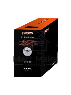 Кабель UTP 4 пары кат.5e Exegate CCA, многожильный, 305м pullbox, серый