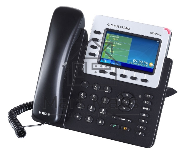 Телефон Grandstream GXP-2140, VoIP 2 Порта Ethernet 10/100/1000, 4 SIP линий, цветной TFT дисплей 480x272, HD Audio
