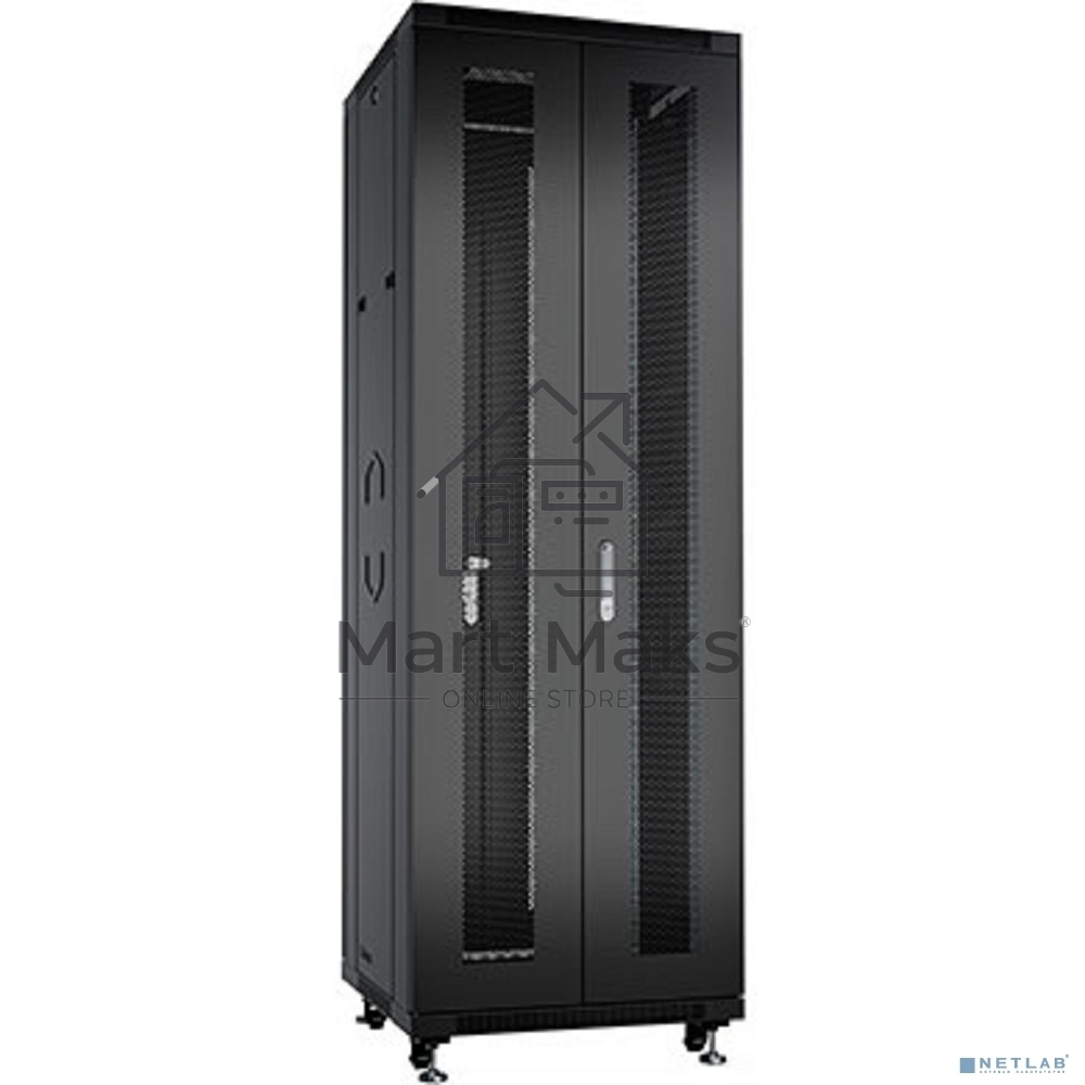Шкаф серверный напольный Cabeus, IP20, 42U, 2055х600х1200 мм (ВхШхГ), дверь: перфорация, боковая панель: сплошная, разборный, черный