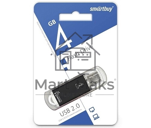 Флешка USB Smartbuy V-Cut black (SB4GbVC-K), 4Gb, USB 2.0, R/W 25/15, черный