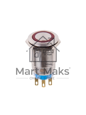 Кнопка антивандальная Ø19 250В Фикс (5с) ON-OFF/OFF-ON подсв/красная Rexant