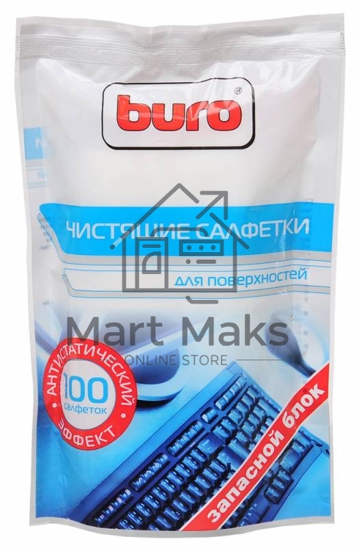 Салфетки Buro BU-Zsurface, 100 шт для поверхностей мягкая упаковка 100шт влажных