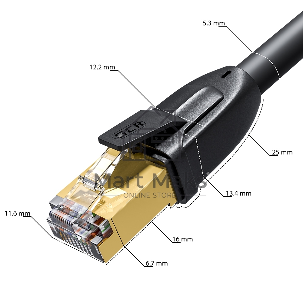 Патч-корд GCR PROF прямой 3.0m, FTP медь кат.6, позолоч. контакты и  коннектор, 25 AWG, Deluxe ethernet high speed 10 Гбит/с, RJ45, T568B, GCR-52550