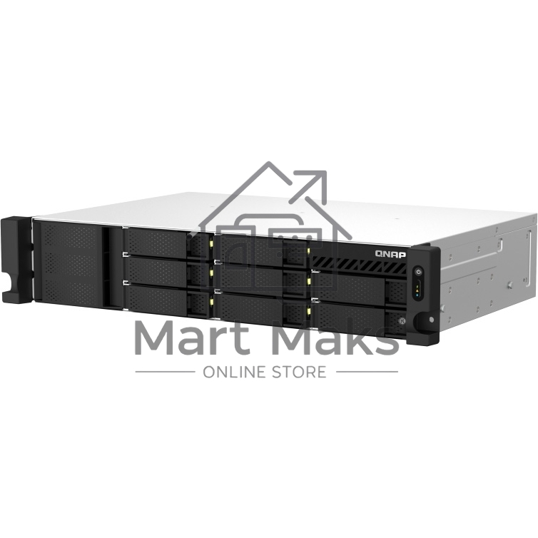 Сетевое хранилище SMB QNAP TS-873AeU-RP-4G NAS 8 HDD trays, 2x 2.5 GbE. 64-bit 4-core AMD V1500B 2,2 GHz, 4 GB. RAM (1*4 GB) up to 32GB (2*16 GB), 2 x M2 2280 (PCIe Gen3 x 1), 2xPSU W/o rail kit RAIL-B02