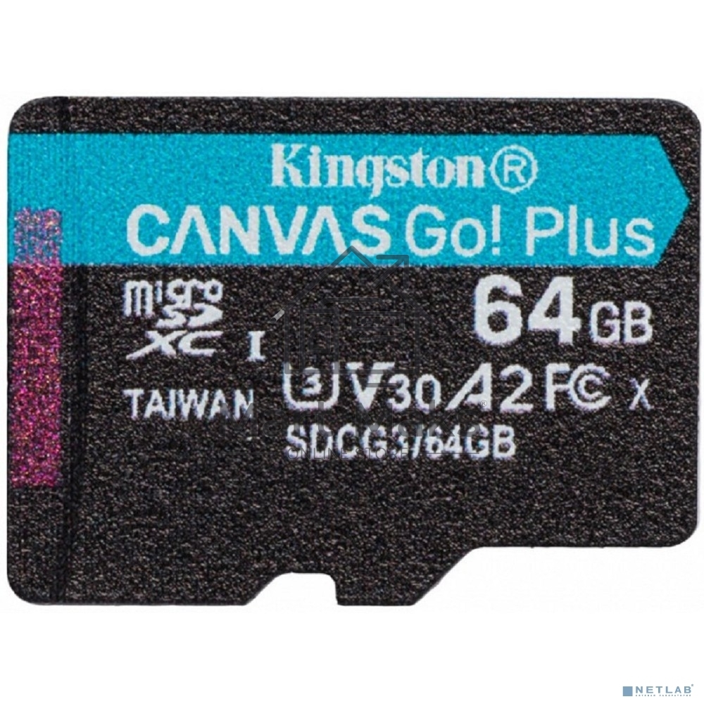 Флеш карта Kingston 64GB microSDXC Canvas Go Plus 170R A2 U3 V30 Single Pack w/o ADP EAN: 740617301175