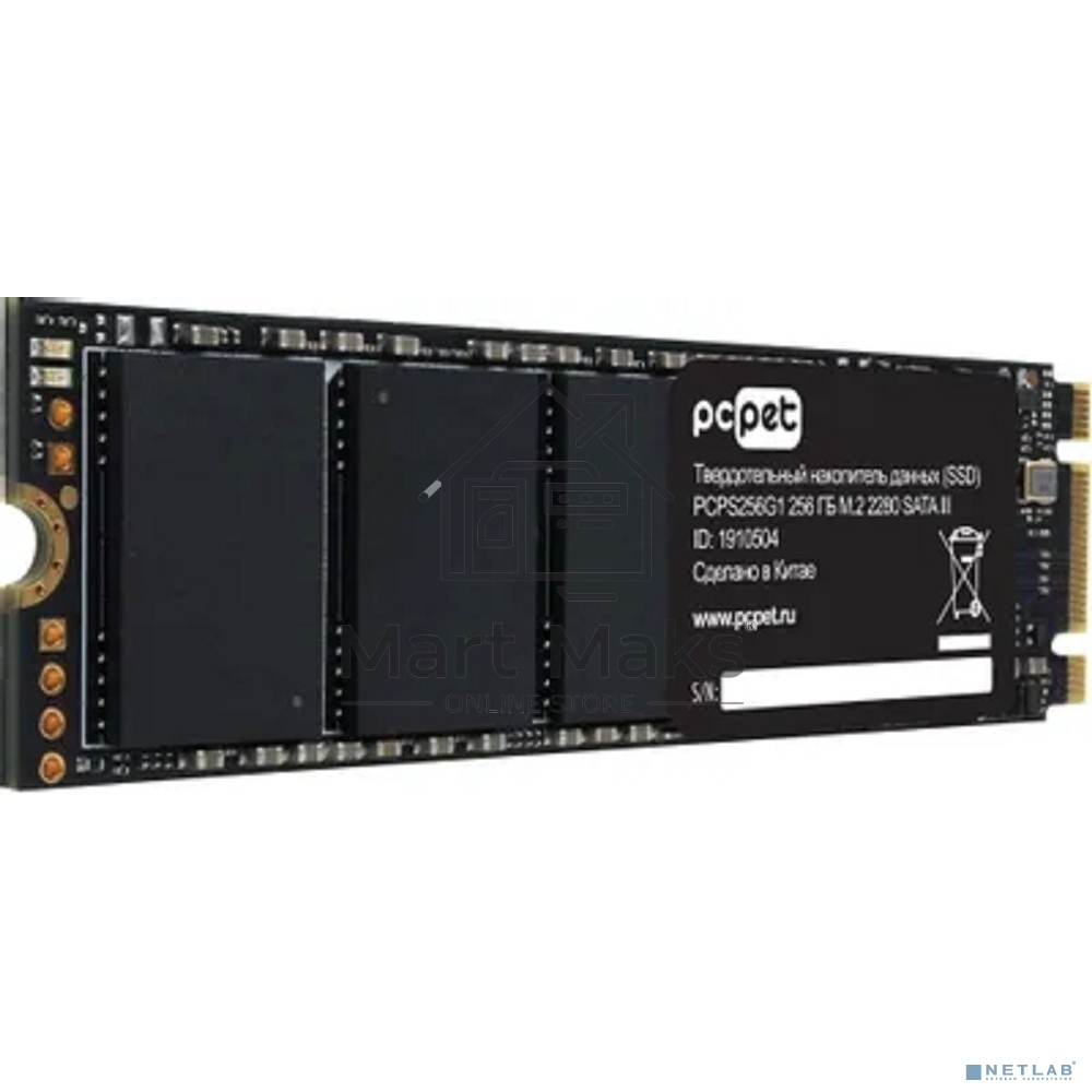 Накопитель SSD PC PET PCPS256G1, 256GB, SATA-III, M.2 2280, R/W 500/420