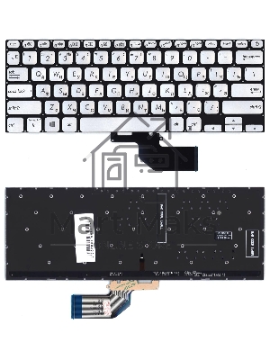 Клавиатура для ноутбука Asus S13 S330FA серебристая с подсветкой