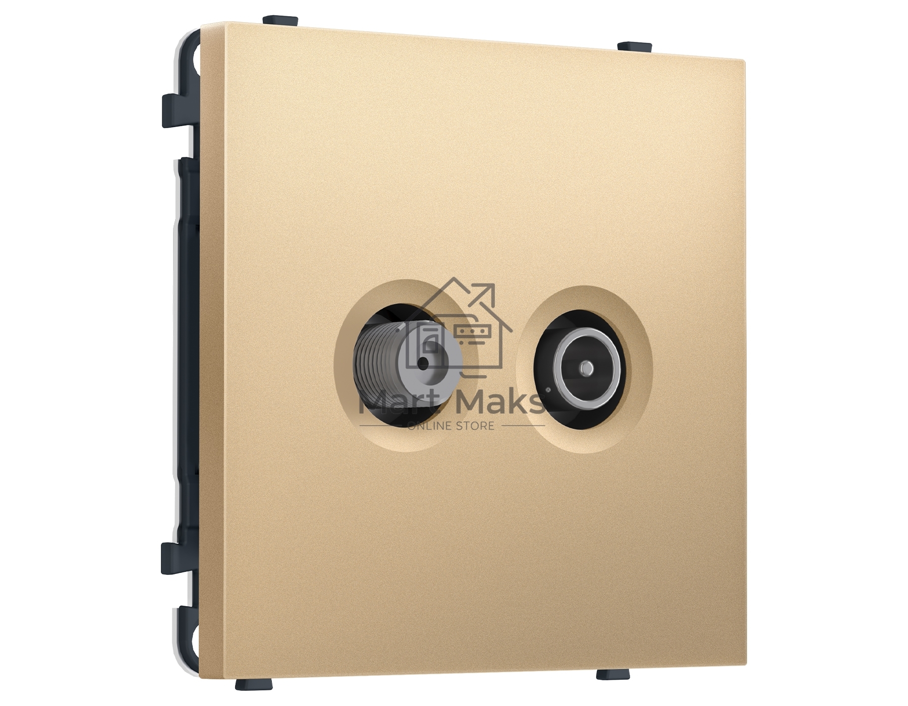 Комплект механизма розетки TV оконечной + SAT SIGMA Золото Мягкое касание 5-862MHz 3.5dB/950-2150MHz 3.8dB QUANT PRO (SP8933, PR217)
