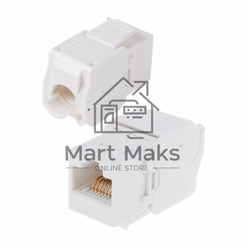 Модуль Rexant Keystone Jack RJ-45(8P8C), UTP неэкранированный, категория 5e, тип 90 градусов, самозажимной, белый