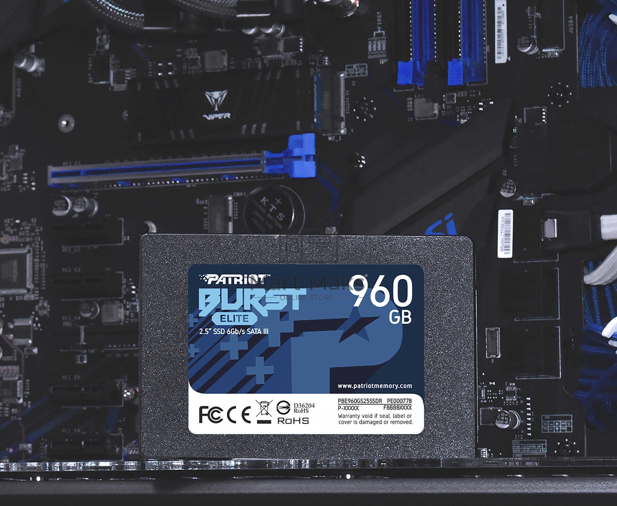 Накопитель SSD Patriot Burst Elite, 960GB, SATA, 2.5