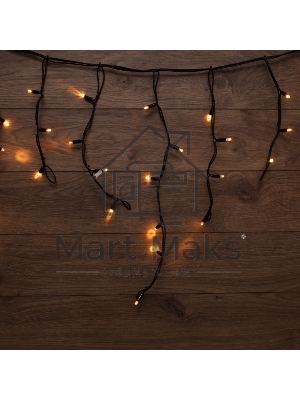 Гирлянда Neon-night Айсикл (Бахрома) светодиодная 5х0,7 м, с эффектом мерцания, 152 LED, черный провод каучук, теплое белое свечение